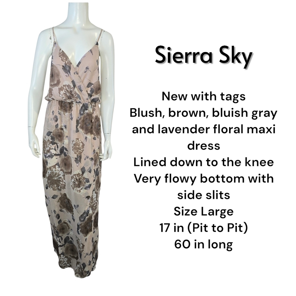 Sienna Sky Floral Maxi Dress in Pink and Brown